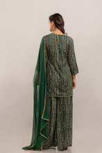 Load image into Gallery viewer, Bandhani Embroidered Rayon Green Sharara Set