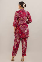 Load image into Gallery viewer, Embroidered Foil Printed Rayon Pink Co-ord Set