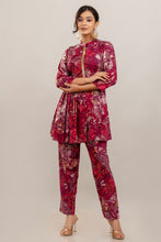 Load image into Gallery viewer, Embroidered Foil Printed Rayon Pink Co-ord Set