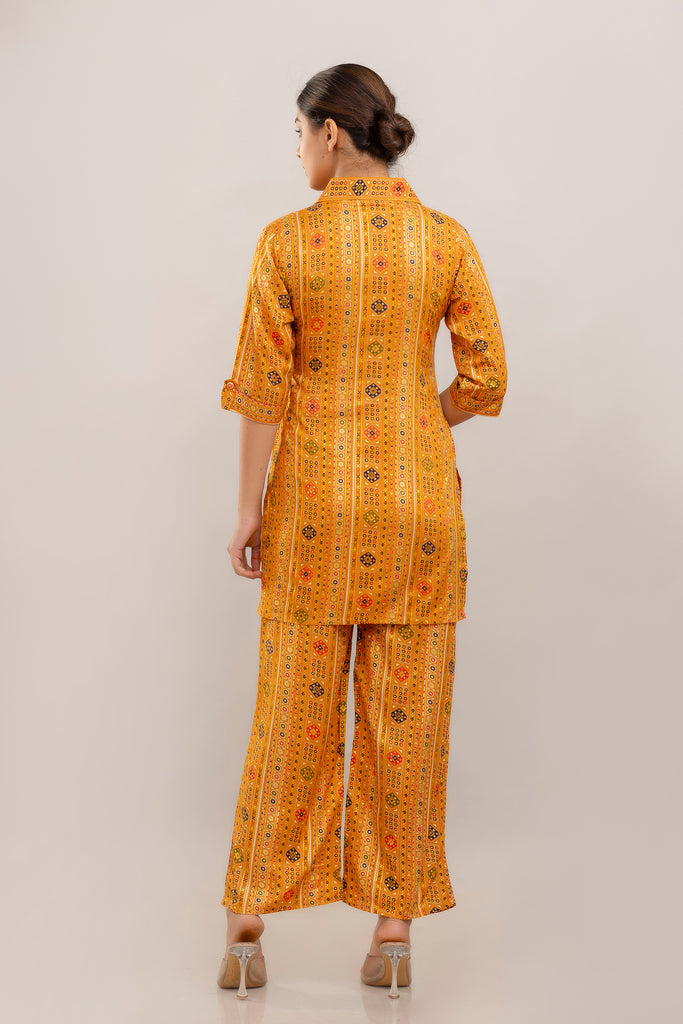 Foil Printed Yellow Rayon Co-ord Set