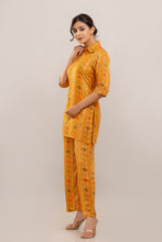 Load image into Gallery viewer, Foil Printed Yellow Rayon Co-ord Set