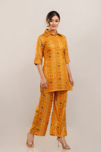 Load image into Gallery viewer, Foil Printed Yellow Rayon Co-ord Set