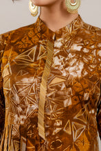 Load image into Gallery viewer, Embroidered Foil Printed Rayon Rust Brown Co-ord Set