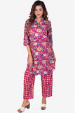 Raspberry Garden Muslin Kurta Set