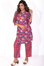 Load image into Gallery viewer, Raspberry Garden Muslin Kurta Set