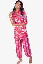 Load image into Gallery viewer, Floral Garden Persian Red Collared Muslin Coord Set