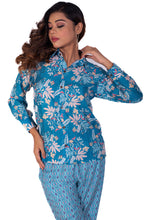 Load image into Gallery viewer, Vibrant Floral Blue Muslin Coord Set