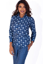 Load image into Gallery viewer, Geometrical Block Printed Blue Muslin Coord Set