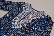 Load image into Gallery viewer, Bandhani Embroidered Rayon Blue Sharara Set