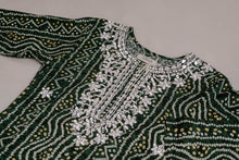 Load image into Gallery viewer, Bandhani Embroidered Rayon Green Sharara Set