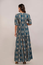 Load image into Gallery viewer, Mirror Embroidered Prussian Blue Rayon Gown