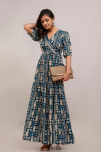 Load image into Gallery viewer, Mirror Embroidered Prussian Blue Rayon Gown