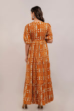 Load image into Gallery viewer, Mirror Embroidered Burnt Orange Rayon Gown