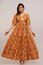 Load image into Gallery viewer, Mirror Embroidered Burnt Orange Rayon Gown