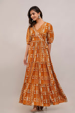 Load image into Gallery viewer, Mirror Embroidered Burnt Orange Rayon Gown