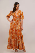 Load image into Gallery viewer, Mirror Embroidered Burnt Orange Rayon Gown