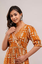 Load image into Gallery viewer, Mirror Embroidered Burnt Orange Rayon Gown