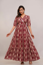 Load image into Gallery viewer, Mirror Embroidered Maroon Rayon Gown