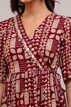 Load image into Gallery viewer, Mirror Embroidered Maroon Rayon Gown