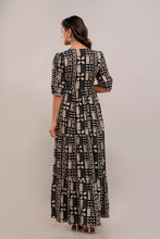 Load image into Gallery viewer, Mirror Embroidered Black Rayon Gown