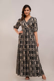 Mirror Embroidered Black Rayon Gown