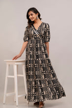 Load image into Gallery viewer, Mirror Embroidered Black Rayon Gown